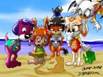 angry anthro beach black_hair blue_eyes clothed clothing detailed_background female flag food fur group gun hair half-closed_eyes handgun jelly_(food) kneeling looking_down narrowed_eyes orange_body orange_fur orange_hair outside pistol purple_body purple_fur purple_hair ranged_weapon sad sand seaside shocked sky swimwear tan_body tan_fur teeth water weapon young young_anthro jumpjump disney goof_troop pb_and_j_otter sega sonic_the_hedgehog_(series) cream_the_rabbit jelly_otter miles_prower pistol_pete rouge_the_bat bat canid canine canis domestic_dog fox lagomorph leporid mammal mustelid otter rabbit wolf 2015 4:3 crossover hi_res