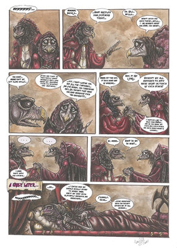 after_sex afterglow anthro beak bed bedding claws clothed clothing confession cuddling curtains dialogue duo elderly fangs furniture gown hand_holding hug inside multi_limb reassuring renaissance_clothing romantic romantic_confession romantic_couple speech_bubble teeth text under_covers whimper skekla_(artist) the_dark_crystal skekla_the_illustrator skeksil_the_chamberlain alien skeksis 2017 comic english_description english_text hi_res signature herm_(lore)