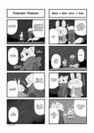 alternate_version_at_source anthro blush canid canine chibi clothed clothing comic dialogue disney duo english_text fox fully_clothed fur hard_translated hi_res judy_hopps lagomorph leporid mammal monochrome nick_wilde open_mouth open_smile outside rabbit red_fox rikuo_(artist) scarf shooting_star smile speech_bubble text third-party_edit translated true_fox vertical_bar_eyes zootopia