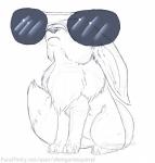 ambiguous_gender eyewear feral fur humor simple_background sitting smug solo sunglasses swag white_background shinigamisquirrel nintendo pokemon canid canine eevee generation_1_pokemon mammal pokemon_(species) 2015 black_and_white digital_media_(artwork) hi_res monochrome sketch