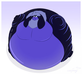 anthro berry_juice beverage biped black_body black_fur blue_body blue_fur blueberry_inflation blueberry_juice fur high-angle_view immobile inflation juice_(beverage) juice_from_mouth male nude ruff smile solo spherical_inflation striped_body striped_fur stripes swollen_cheeks theroflcoptr kay_(cookiemelon) lagomorph leporid mammal rabbit 2020 dated signature