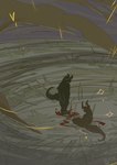 2023 blood blood_splatter bodily_fluids collaboration comic conditional_dnp deathclaw elvche fallout female grass hi_res lazy_(elvche) male microsoft plant scalie scalywanderer silhouette tail white_noise
