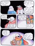 aftertale animated_skeleton bone clothed clothing comic dialogue duo english_text loverofpiggies male not_furry sans_(undertale) skeleton syringe teeth text traditional_media_(artwork) undead undertale undertale_(series)