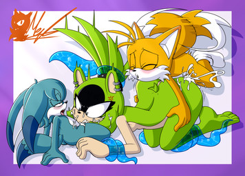 annoyed anthro barefoot bodily_fluids bound breasts cum cum_in_mouth cum_in_vagina cum_inside cum_on_face cum_overflow ejaculation feet female forced forced_oral fur genital_fluids genitals green_body green_fur group group_sex humanoid_feet larger_female male male/female mmf mmf_threesome mostly_nude nude oral oral_penetration penetration penis plantigrade sex size_difference small_breasts small_penis smaller_male smug tentacles threesome trio vaginal vaginal_penetration water_tentacles young meyk idw_publishing sega sonic_the_hedgehog_(comics) sonic_the_hedgehog_(idw) sonic_the_hedgehog_(series) kitsunami_the_fennec miles_prower surge_the_tenrec afrosoricid canid canine fennec_fox fox mammal tenrec true_fox absurd_res hi_res