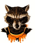 anthro black_body black_fur brown_body brown_eyes brown_fur cigar clothing fur jumpsuit male simple_background solo teeth whiskers white_background white_body white_fur peregr1ne guardians_of_the_galaxy marvel rocket_raccoon mammal procyonid raccoon