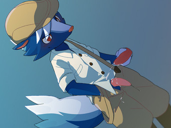 anthro blue_body blue_fur bodily_fluids bottomwear clothing cum cum_drip cum_on_clothing cum_on_penis cum_string dripping duo dutch_angle ejaculation erection flat_cap fur genital_fluids genitals glory_hole half-erect hand_in_pocket handjob hat headgear headwear leaking_cum male male/male penile penis penis_poking_out pockets sex shirt shorts solo_focus suspenders tapering_penis topwear white_body white_fur 123autumn animal_crossing nintendo kicks_(animal_crossing) mammal mephitid skunk