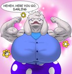 age_difference alythewolfcat anthro big_breasts boss_monster_(undertale) bovid breasts caprine clothed clothing english_text eyewear female flexing flower flowey_the_flower glasses goat hi_res huge_breasts mammal muscular muscular_female older_female plant solo text toriel undertale undertale_(series) wearing_glasses wide_hips