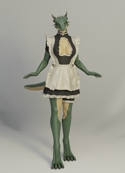 anthro choker clothed clothing female jewelry maid_uniform necklace solo tail uniform blacklya blacklya_(modeler) bethesda_game_studios microsoft skyrim the_elder_scrolls the_lusty_argonian_maid argonian lizard reptile scalie 3d_(artwork) absurd_res digital_media_(artwork) hi_res