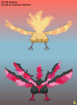 ambiguous_gender black_body butt duo elemental_manipulation feet feral fire fire_manipulation flaming_tail gradient_background logo orange_body rear_view simple_background tail talons text toes pichu90 nintendo pokemon avian galarian_form galarian_moltres generation_1_pokemon generation_8_pokemon legendary_pokemon moltres pokemon_(species) regional_form_(pokemon) artist_logo english_text hi_res