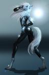 anthro bodysuit butt clothing femboy latex male seductive skinsuit solo teasing tight_clothing selker selker_ari nayar canid canine canis mammal walfhir wolf hi_res