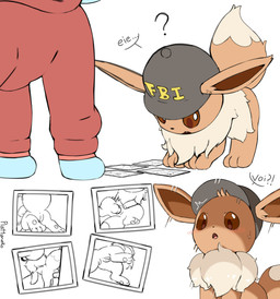 3_toes ambiguous_gender anus baseball_cap blush bodily_fluids brown_body brown_eyes brown_fur clothing dipstick_tail disembodied_penis duo exclamation_point feet female feral feral_penetrated fur genitals hat headgear headwear interrobang male markings multicolored_tail open_mouth pawpads paws penetration penis photo question_mark rear_view sex simple_background surprised sweat sweatdrop tail tail_markings tan_body tan_fur text text_on_baseball_cap text_on_clothing text_on_hat text_on_headwear toes vaginal vaginal_penetration vulva white_background plattyneko fbi nintendo pokemon fan_character fbi_eevee neve_(plattyneko) canid canine eevee generation_1_pokemon mammal pokemon_(species) 2019 absurd_res english_text hi_res monochrome