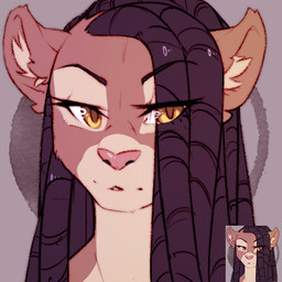 anthro dreadlocks eye_through_hair female hair hair_over_eye looking_at_viewer one_eye_closed one_eye_obstructed pink_nose simple_background smile solo translucent translucent_hair wink winking_at_viewer trinanya hakuna felid lion mammal pantherine 1:1 animated digital_media_(artwork) low_res