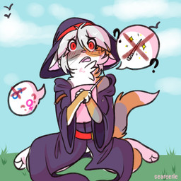 after_transformation anthro blush breasts clothed clothed_anthro clothed_female clothing cloud female female_anthro fur gender_transformation grass grey_body grey_fur hair hat headgear headwear looking_at_viewer mtf_transformation open_mouth orange_body orange_fur outside plant red_eyes sky solo transformation white_body white_fur white_hair witch_hat bunnibeatz arcanis_(hahaluckyme) ambient_bird calico_cat domestic_cat felid feline felis mammal 1:1 2018 absurd_res digital_drawing_(artwork) digital_media_(artwork) hi_res