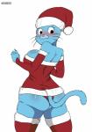 anthro big_breasts big_butt blue_body blue_fur breasts butt clothed clothing female fur holidays looking_back mature_anthro mature_female simple_background solo standing thick_thighs white_background wide_hips laundrymom cartoon_network christmas the_amazing_world_of_gumball nicole_watterson domestic_cat felid feline felis mammal hi_res