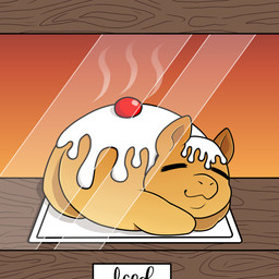 :3 ambiguous_feral ambiguous_gender appliance brown_body brown_fur cake character_prepared_as_food cheery chibi cream_(food) dessert eyes_closed feral food fur happy kitchen_appliance lying on_front oven overweight overweight_ambiguous overweight_feral sleeping smile solo steam text young young_ambiguous young_feral poyoboyouwu fluffy_pony breadfluff fluffy_pony_(species) food_creature mammal 1:1 2026 digital_media_(artwork) hi_res shaded
