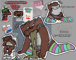 bathroom bodily_fluids dairy_products diarrhea duo feces food kneeling male profanity public_restroom rear_view restroom_stall soiling stepping_stool text vomit vomit_on_clothing vomiting vomiting_on_ground audiht blushcrunch_studio dandy's_world roblox cosmo_(dandy's_world) sprout_(dandy's_world) humanoid toon_(dandy's_world) english_text hi_res