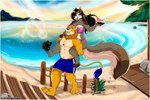 alcohol anthro beach beach_background beverage bikini border clothing cocktail cocktail_glass container cup drinking_glass duo female glass glass_container glass_cup light male male/female paws running sea summer sun sunlight swimming_trunks swimwear two-piece_swimsuit water white_border conditional_dnp thaismotosuwa alst dexterlion canid canine canis mammal mexican_wolf wolf 2021 3:2 absurd_res hi_res