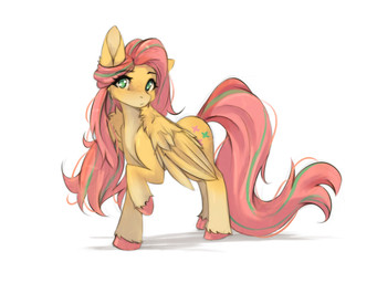 feathered_wings feathers female feral front_view fur green_eyes hooves looking_at_viewer mane pink_mane pink_tail simple_background solo standing tail white_background wings yellow_body yellow_feathers yellow_fur tinygaypirate friendship_is_magic hasbro my_little_pony mythology fluttershy_(mlp) equid equine horse mammal mythological_creature mythological_equine pegasus pony 2025 4:3 digital_drawing_(artwork) digital_media_(artwork) hi_res