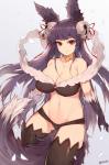 bell big_breasts black_hair breasts cleavage clothed clothing curvy_figure female hair legwear long_hair looking_at_viewer pale_skin pose red_eyes skimpy smile solo thigh_highs voluptuous wide_hips mukka animal_humanoid canid canid_humanoid canine canine_humanoid canis humanoid mammal mammal_humanoid wolf wolf_humanoid hi_res