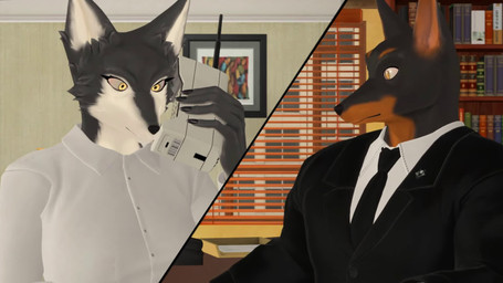 anthro clothed clothing dialogue dress duo electronics female male male/female phone scent suit text petruz_(modeler) petruz_(copyright) wolf_(petruz) canid canine canis domestic_dog mammal 16:9 3d_(artwork) 3d_animation animated digital_media_(artwork) hi_res long_playtime sound video widescreen