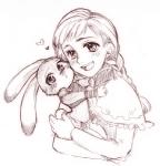 anthro blush clothed clothing dipstick_ears duo ear_markings female fur heart_symbol hug male multicolored_ears open_mouth open_smile police police_uniform simple_background size_difference smile uniform white_background meeko_(pixiv) disney frozen_(disney) zootopia anna_(frozen) judy_hopps lagomorph leporid mammal rabbit 2016 crossover greyscale half-length_portrait monochrome portrait