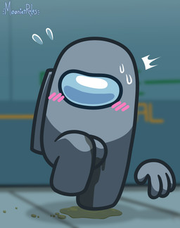 ambiguous_gender blush blush_lines bodily_fluids embarrassed genital_fluids not_furry omorashi solo sweat urine urine_pool moonietrules among_us innersloth crewmate_(among_us) gray_(among_us) absurd_res digital_media_(artwork) hi_res ibispaint_(artwork)