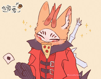 ace_of_spades anthro biped brown_body brown_fur card clothed clothed_anthro clothed_male clothing food_in_mouth fully_clothed fully_clothed_anthro fully_clothed_male fur gloves handwear horn inner_ear_fluff jacket male male_anthro mask melee_weapon monotone_body monotone_fur playing_card red_clothing red_horn red_jacket red_topwear simple_background slim slim_anthro slim_male solo spades_(suit) sparkles suit_symbol sword sword_on_back tan_background text topwear tuft weapon wearing_mask lunnanathalia fabulous_beasts mythology sibuxiang_the_deer_(fabulous_beasts) deer mammal mythological_creature 2026 artist_name copyright_name hi_res watermark