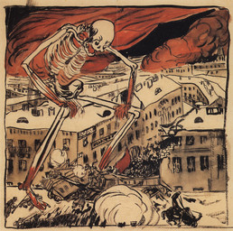 ambiguous_gender ambiguous_human ambiguous_humanoid biped bone building building_destruction city cityscape clothed clothed_human clothing destruction detailed_background group house macro not_furry outside rib_cage skeleton skull smoke solo_focus standing stepped_on stomping trampling boris_kustodiev death_(personification) animated_skeleton equid equine horse human humanoid mammal undead 1905 20th_century ancient_art hi_res painting_(artwork) traditional_media_(artwork) traditional_painting_(artwork) traditional_watercolor_(artwork) watercolor_(artwork)