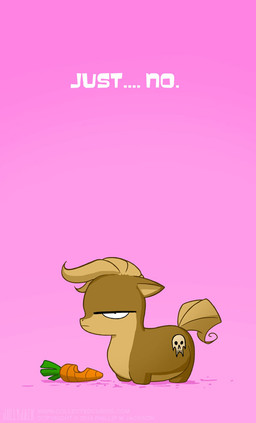 alternate_species ambiguous_gender brown_body brown_fur carrot cutie_mark feral food fur grumpy hair pink_background plant ponification simple_background solo tan_body tan_fur tan_hair text vegetable conditional_dnp jollyjack hasbro my_little_pony jolly_jack_(character) earth_pony equid equine horse mammal pony 2016 english_text