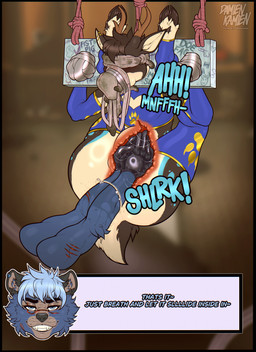 abdominal_bulge anal anal_fisting anal_penetration anthro antlers anus arms_tied armwear balls bdsm black_body black_fur black_hair black_nose blindfold blue_body blue_clothing blue_eyes blue_fur blue_hair bodily_fluids body_worship bondage bound brown_body brown_fur butt chastity_cage chastity_device cheerleader cheerleader_outfit clothed clothing crop_top degradation dirty dirty_clothing dirty_talk dirty_underwear dominant dominant_anthro dominant_male double_fisting duct_tape duo ear_piercing ears_back eyebrows facial_scar fisting footwear fur gag genitals gloves gold_(metal) guiche_piercing hair half-closed_eyes hands_tied handwear heart_symbol hooves horn humiliation inside internal jockstrap jockstrap_in_mouth jockstrap_on_face jockstrap_sniffing latex latex_clothing latex_gloves latex_handwear legs_behind_back legs_tied legs_up legwear lube lube_in_ass lube_on_butt lube_string male male/male markings moan musk musk_worship musky_underwear narrowed_eyes onomatopoeia penetration piercing pivoted_ears restraints rope rough_anal scar scent scent_play shirt shy sloppy smile sniffing sniffing_clothes sock_in_mouth sock_sniffing socks sound_effects speech_bubble spots spotted_body spotted_fur spread_legs spreading stained_underwear stocks stuff_gag submissive submissive_anthro submissive_male sweat tail tally_marks tape tape_bondage tape_gag teeth text topwear underwear underwear_gag underwear_sniffing x-ray_view damienkamien louis_(rashthefur) thrack badger deer mammal mustelid musteline absurd_res hi_res sequence