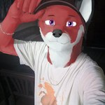 anthro claws clothed clothing facial_scar hat headgear headwear inside jewelry living_room looking_at_viewer male necklace open_mouth pawpads paws photo_background scar solo cabura xfotzy canid canine felid feline fox hybrid mammal true_fox 1:1 draw_over hi_res photography_(artwork)