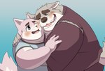 age_difference anthro blush brown_nose clothing duo family grey_body hug jinbei_(clothing) kemono male male/male mature_male older_male overweight overweight_male pink_body shirt simple_background topwear younger_male 00murice grandpa_(00murice) momo_(00murice) canid canine canis domestic_dog mammal 2021 grandchild_(lore) grandfather_(lore) grandfather_and_grandchild_(lore) grandfather_and_grandson_(lore) grandparent_(lore) grandparent_and_grandchild_(lore) grandson_(lore)