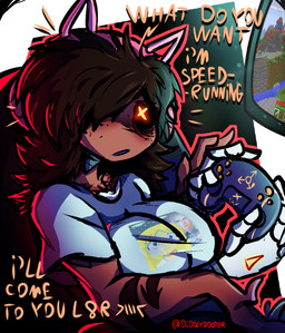 4_hands >///< arm_tattoo big_breasts black_hair black_sclera blood blush bodily_fluids breasts brown_body brown_skin cat_ear_headband clothing controller corpse dialogue directional_arrow disguise earless electronics female freckled_face freckles gamer_girl gaming glowing glowing_eyes grey_body hair hair_over_eye headphones hikikomori holding_controller holding_object huge_breasts humor interrupted lines_on_body long_hair looking_at_viewer machine metallic_body monitor multi_hand neet nightmare_fuel noseless pink_headphones playing_video_game red_text scar scars_all_over screen screen_face seam_(sewing) segmented_body shirt simple_background skinsuit solo stitch_(sewing) surgical_suture talking_to_viewer tattoo text tight_clothing topwear unusual_anatomy white_body white_clothing white_shirt white_topwear x_eyes yellow_eyes yellow_text diddlydooter1 glitch_productions microsoft minecraft mojang murder_drones xbox_game_studios cyn_(murder_drones) tessa_(murder_drones) eldritch_abomination human humanoid mammal patchwork_creature robot robot_humanoid undead worker_drone zombie artist_name digital_drawing_(artwork) digital_media_(artwork) hi_res meme signature