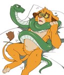 anthro asphyxiation bed bed_sheet bedding bedroom breath choking coiling coiling_around_body coiling_around_neck duo feral furniture male male/male simple_background strangling young hua113 disney the_lion_king simba_(the_lion_king) anaconda boa_(snake) boa_constrictor boinae felid lion mammal pantherine python reptile scalie snake hi_res