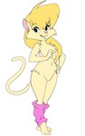 anthro black_eyes blonde_hair chest_tuft clothing featureless_crotch female fur hair leg_warmers legwear paws pose simple_background smile solo tan_body tan_fur tiptoes tuft winstar heathcliff_and_the_catillac_cats cleo_catillac felid feline mammal digital_media_(artwork) hi_res