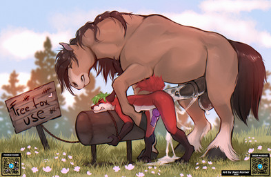 anal anal_penetration animal_genitalia animal_penis anthro anthro_on_feral anthro_penetrated arms_tied balls bent_over bestiality bodily_fluids bound breeding_mount breeding_stand canine_genitalia canine_penis clenched_teeth cum cum_in_ass cum_inside cum_on_ground duo equine_genitalia equine_penis erection feral feral_penetrating feral_penetrating_anthro genital_fluids genitals grass huge_penetration interspecies knot knotted_penis leaking_cum male male/male male_on_feral male_penetrated male_penetrating male_penetrating_male penetration penile penile_penetration penis plant sex snout teeth joonkorner lewis_(lewisfox) canid canine equid equine fox horse mammal absurd_res hi_res