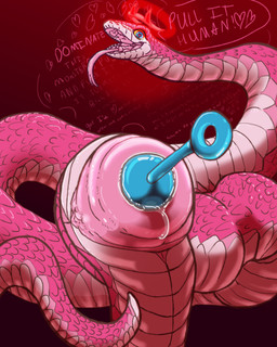 abdominal_bulge anal_beads anal_beads_in_cloaca animal_genitalia aroused begging bodily_fluids bulge cloaca cloaca_juice cloacal cloacal_penetration corruption crown fangs female feral forked_tongue genital_fluids genitals halo headgear heart_eyes heart_symbol looking_at_viewer open_mouth penetration pink_body presenting presenting_cloaca presenting_vulva scales serpentine sex_toy sex_toy_in_cloaca sex_toy_insertion solo teeth text tongue vulva universaldragon angel celestial_being demon fallen_angel reptile scalie snake 4:5 absurd_res hi_res