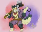 anthro axe black_body black_fur black_sclera chain clothed clothing felling_axe fur hook male mask melee_weapon multicolored_body multicolored_fur muscular muscular_male red_body red_fur solo tan_body tan_fur weapon yellow_eyes sonypanda lifewonders tokyo_afterschool_summoners garmr_(tas) canid canine canis domestic_dog mammal 4:3 absurd_res hi_res signature