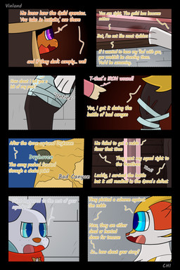 anthro badge book cloth dialogue fantasy freckled_face freckles semi-anthro speech_bubble text vinland nintendo pokemon pokemon_mystery_dungeon spike_chunsoft anders_(infinitydoom) ano_(vinland) brixen_(vinland) sebastian_(infinitydoom) audino braixen charmander generation_1_pokemon generation_5_pokemon generation_6_pokemon oshawott pokemon_(species) 2:3 absurd_res comic cover_art english_text hi_res story