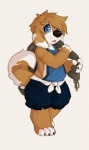 anthro bag barefoot biped blue_eyes bottomwear claws clothing feet freckles looking_at_viewer male open_mouth short shorts simple_background solo tail white_background seth-iova leopup canid canine canis domestic_dog mammal 2012 digital_media_(artwork)