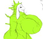 anthro areola areola_outline belly big_areola big_breasts big_ears biped breasts clothed clothing eyelashes female freckles green_clothing huge_areola huge_breasts huge_hips huge_thighs open_mouth slightly_chubby solo thick_thighs wide_hips tacofoxbrazil mush_(tacofoxbrazil) 2022