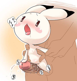 anthro blush bodily_fluids brown_eyes drooling duo erection faceless_character faceless_male female genital_fluids genitals glans hand_holding human_on_anthro humanoid_genitalia humanoid_penis interspecies larger_male looking_at_viewer male male/female nude open_mouth penile penis penis_riding saliva sex sitting size_difference size_play smaller_female spread_legs spreading straddling text thigh_sex tongue tongue_out toony vaginal_fluids vertical_bar_eyes unknown_artist animal_yokocho iyo human lagomorph leporid mammal rabbit japanese_text