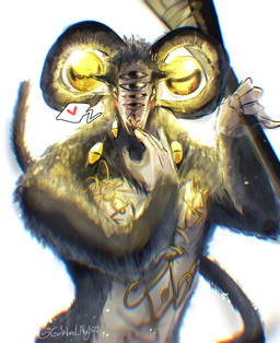 2_horns 5_fingers fingers horn humanoid_hands male multi_eye multiple_piercings nude piercing simple_background solo white_background ga1ahad_abyss elden_ring elden_ring_nightreign fromsoftware libra_creature_of_night bovid caprine caprine_demon demon mammal sheep_demon 2025 colored hi_res signature