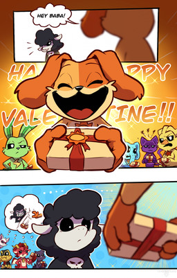 anthro black_body black_feathers black_fur black_wool dialogue feathers female fur gift green_body green_fur group holidays male male/female open_mouth open_smile purple_body purple_fur red_body red_scales scales smile speech_bubble tan_body tan_fur text thought_bubble tongue wool_(fur) yellow_body yellow_feathers tenebscuro mob_entertainment mythology nightmare_critters poppy_playtime smiling_critters valentine's_day baba_chops_(poppy_playtime) bubba_bubbaphant catnap_(poppy_playtime) dogday_(poppy_playtime) hoppy_hopscotch icky_licky_(poppy_playtime) kickinchicken poe_(poppy_playtime) rabie_baby_(poppy_playtime) simon_smoke_(poppy_playtime) amphibian avian bat bird bovid canid canine canis caprine chicken corvid corvus_(genus) domestic_cat domestic_dog dragon elephant elephantid felid feline felis frog galliform lagomorph leporid mammal mythological_creature mythological_scalie oscine passerine phasianid proboscidean rabbit raven scalie sheep absurd_res comic english_text hi_res