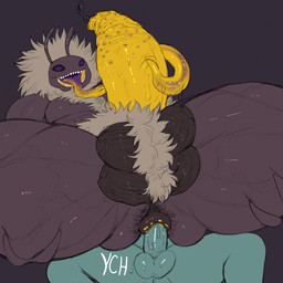 4_balls anal anal_hair anal_penetration anthro anus balls bodily_fluids body_hair bumps duo epididymis foreskin foreskin_play foreskin_pull foreskin_worship genital_fluids genitals hyper_foreskin licking long_tongue male multi_balls multi_genitalia muscular muscular_male penetration penis precum precum_string pubes puffy_anus saliva saliva_on_penis saliva_on_tongue sharp_teeth spread_anus spreading teeth tongue tongue_out vein veiny_balls yellow_penis yellow_tongue azathura softbeeplease miel_the_bumblebee ych_(character) alien arthropod bee hymenopteran insect monster 1:1 hi_res