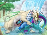 duo fellatio female feral licking male male/female oral penile sex tail tongue tongue_out nero_eternity_(artist) mythology nero ryken ryken_aaelgrin dragon mythological_creature mythological_scalie scalie 4:3