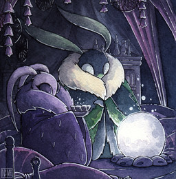ambiguous_gender antennae_(anatomy) anthro biped duo eyelashes fur holding_object logo orb standing netmors hollow_knight_(franchise) team_cherry seer_(hollow_knight) thistlewind_(hollow_knight) arthropod insect lepidopteran moth 2021 artist_logo hi_res painting_(artwork) watercolor_(artwork)