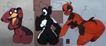 anthro bent_over breasts butt clothed clothing female leaning leaning_forward looking_at_viewer looking_back presenting presenting_hindquarters raised_tail rear_view red_clothing simple_background solo standing tail thick_thighs tight_clothing unzipped zipper goonie-san marvel deadpool mercy_(goonie-san) arthropod bee hymenopteran insect absurd_res digital_media_(artwork) hi_res