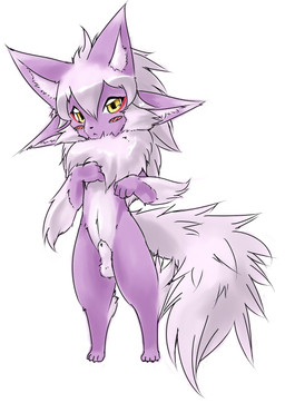 animal_genitalia anthro balls countershade_torso countershading fully_sheathed fur genitals hair inner_ear_fluff kemono male purple_body purple_fur semi-anthro sheath solo tuft white_hair fen_(artist) species_request 2010