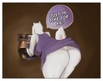 absurd_res anthro anus barely_visible_anus bent_over big_butt bovid butt caprine claycastle clothed clothing female goat hi_res horn mammal presenting raised_tail slightly_chubby solo speech_bubble tail thick_thighs toriel undertale undertale_(series) underwear unintentional_presentation white_body